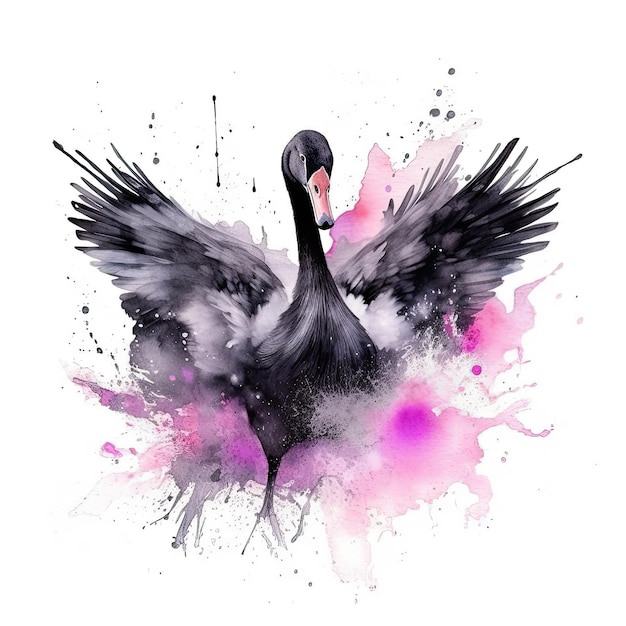 Aquarelle cygne noir Illustration AI GenerativexA