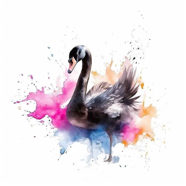 Aquarelle cygne noir Illustration AI GenerativexA