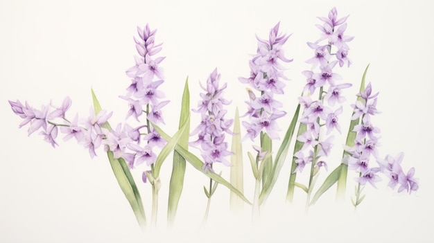 Aquarelle de Dactylorhiza Aristata sur fond blanc générée par l'IA