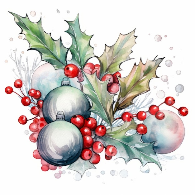 aquarelle décoration de noël clipart