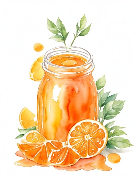 aquarelle délicieuse marmelade d'orange beau fond blanc