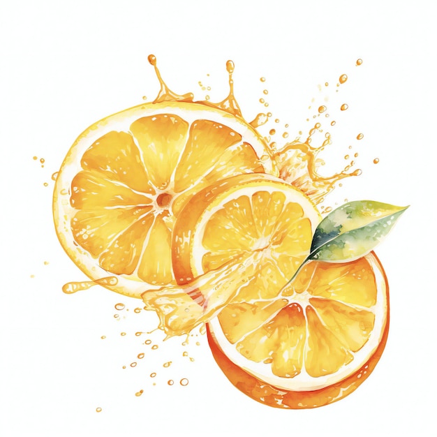 Aquarelle dessinée à la main peinture à l'eau dessin orange