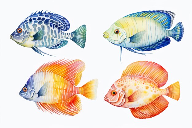 Aquarelle Des dessins de cliparts de la vie océanique