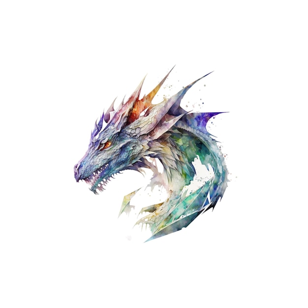 Aquarelle de dragon de diamant fantastique 120