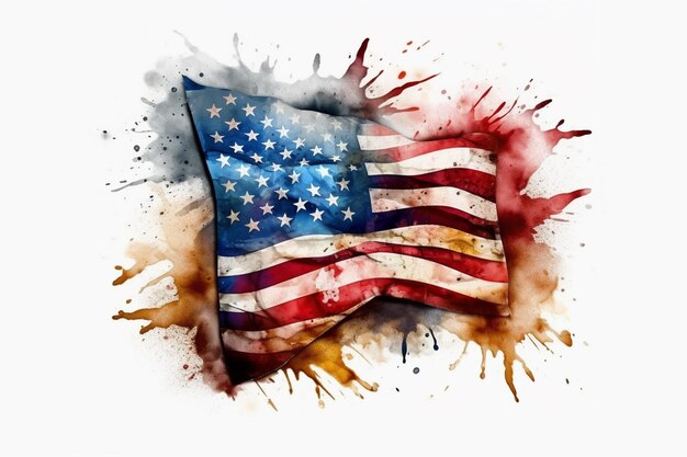 Une aquarelle d'un drapeau avec le mot usa dessus