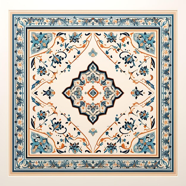 Photo aquarelle du tapis omayyade syrien design architectural motif géométrique motif de t-shirt re clipart