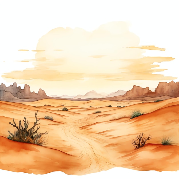aquarelle dunes du désert ouest sauvage ouest cow-boy dessert illustration clipart