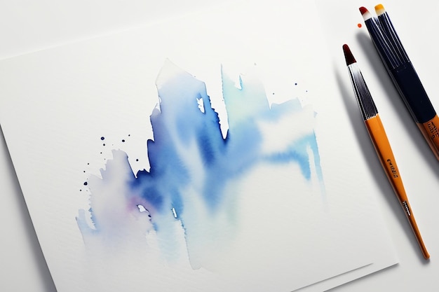 Aquarelle à l'encre bleue d'arrière-plan image de couleur belle peinture effet de tache arrière-plan simple