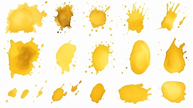 Photo aquarelle à l'encre des taches dessinées à la main éléments jaune humide