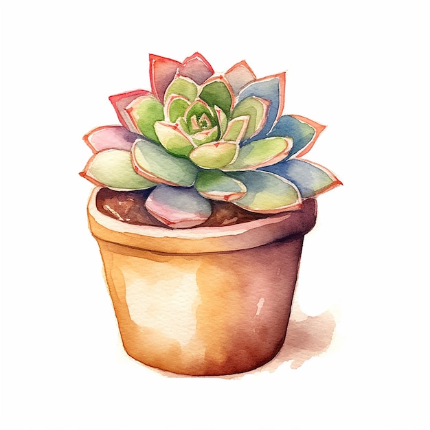 Photo aquarelle esthétique illustration de plantes succulentes