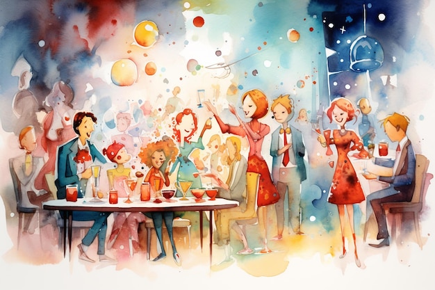 Aquarelle de fête de Noël festive joyeux Noël et bonne année