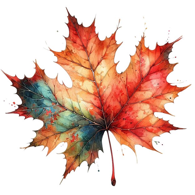 Aquarelle à la feuille d'érable d'automne