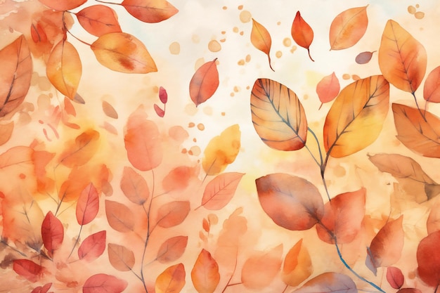 Une aquarelle de feuilles d'automne.