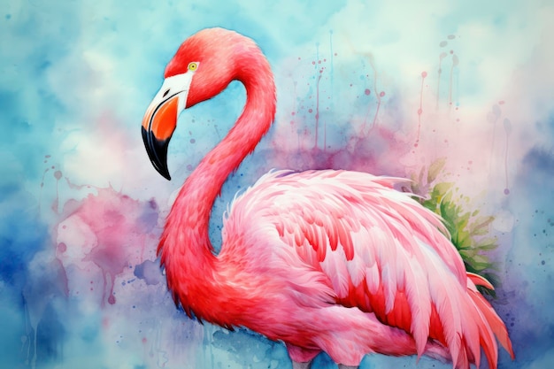 Aquarelle de flamant rose