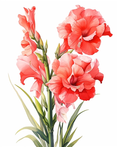 Aquarelle Fleur de gladiole