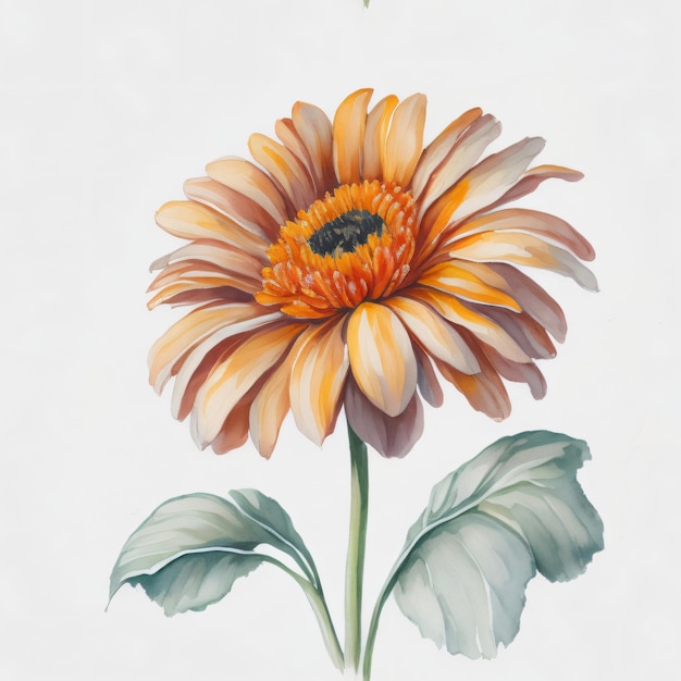 Aquarelle de fleur jaune unique