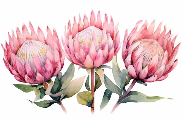 Une aquarelle d'une fleur de lotus avec les mots tulipes.