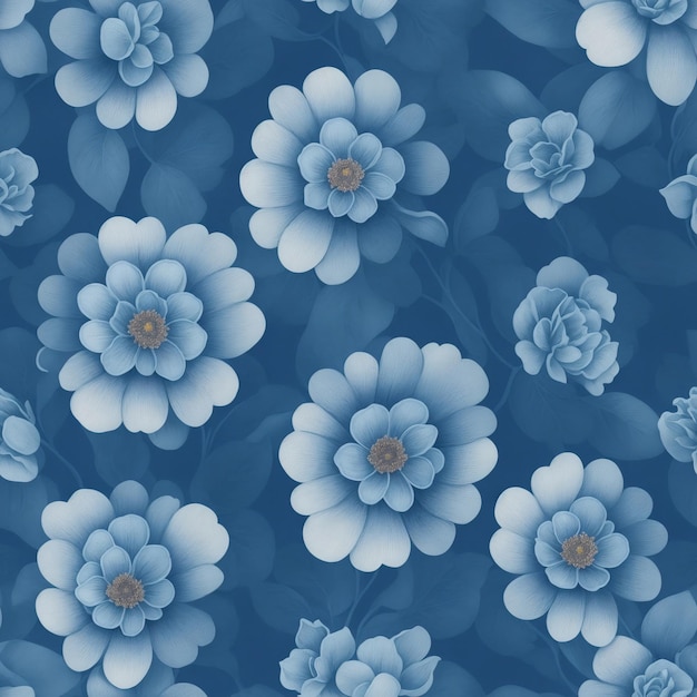 Aquarelle de fleurs bleues Conception de modèles sans couture avec fond