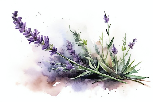 Une aquarelle de fleurs de lavande.