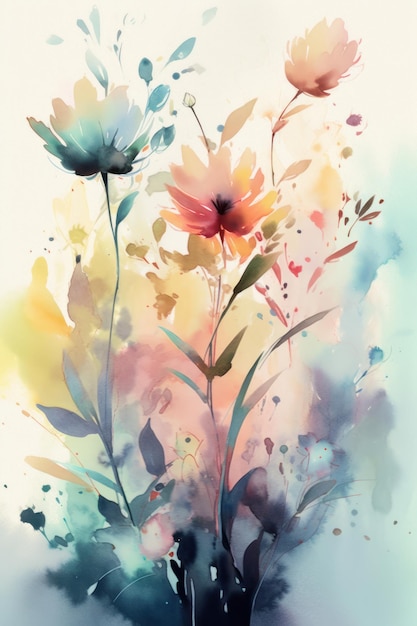 Une aquarelle de fleurs avec le mot fleur dessus