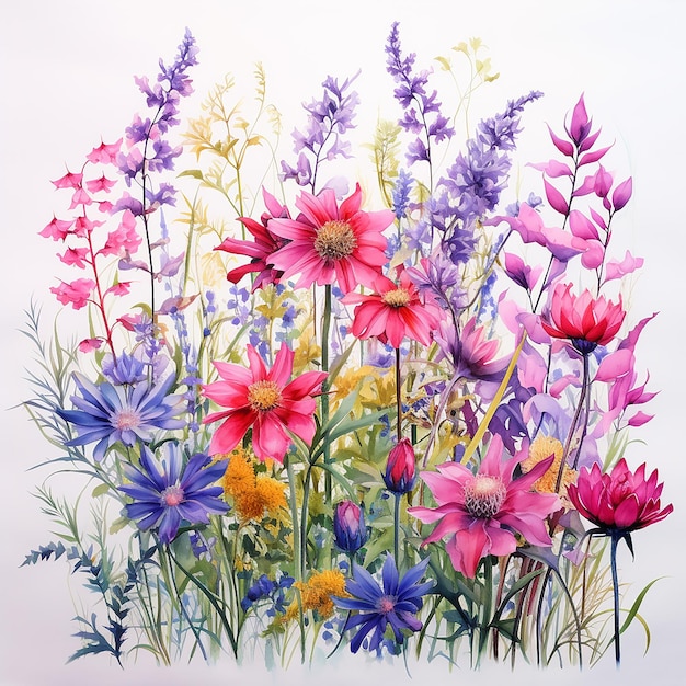 aquarelle de fleurs sauvages botaniques