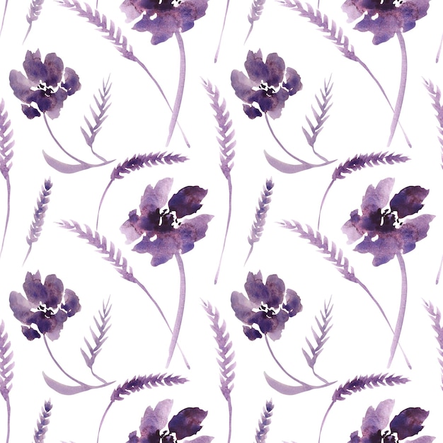 Aquarelle fleurs violettes clipart Floral clip art illustration à la main pour cartes de voeux papier peint papeterie tissu carte de mariage motif fleur