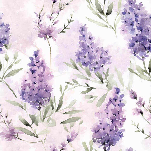 Une aquarelle de fleurs violettes et vertes avec le mot glycine en bas