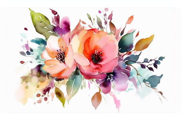 Photo une aquarelle de fleurs.