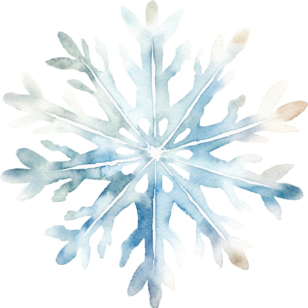 Aquarelle de flocon de neige isolée sur blanc