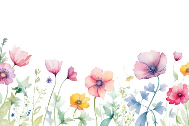 Aquarelle floral frontière