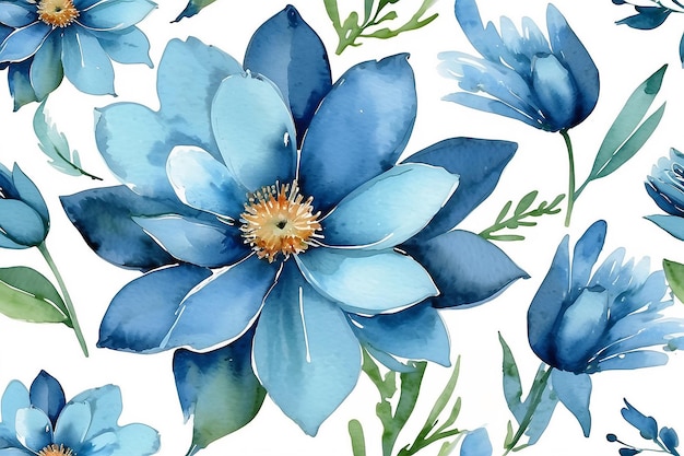 L'aquarelle florale est bleue.