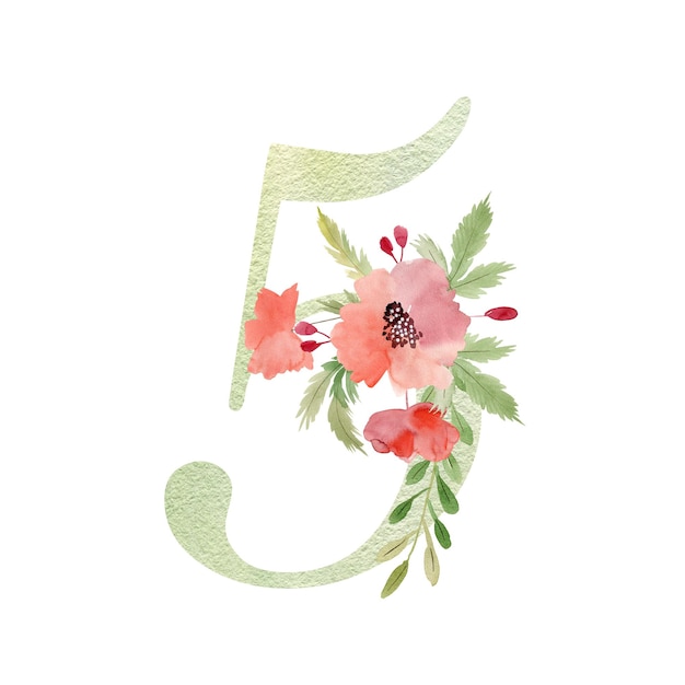 Aquarelle florale numéro 5 avec coquelicots