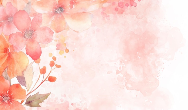 Photo aquarelle florale rose avec fond de peinture à la main