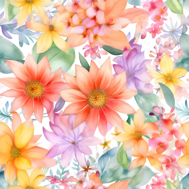 Une aquarelle d'un fond de fleurs colorées