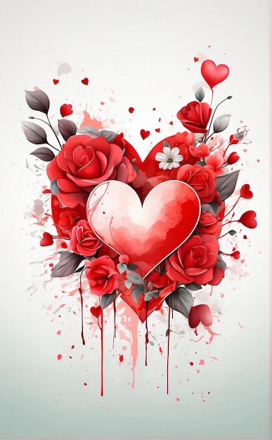 Aquarelle forme d'amour florale Romantique Charmante Jour de la Saint-Valentin Jour de la mère Jour de la femme Jour d'anniversaire