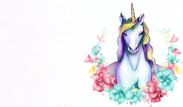 L'aquarelle de la grâce de la licorne dépeint la majesté heureuse