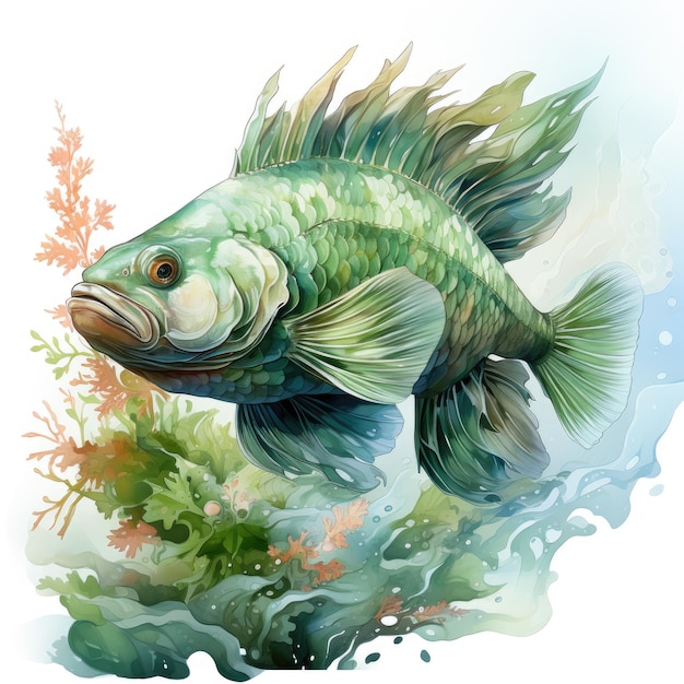 aquarelle Halibut clipart du dragon génératif Ai