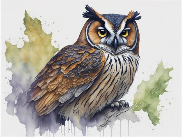 Aquarelle de hibou