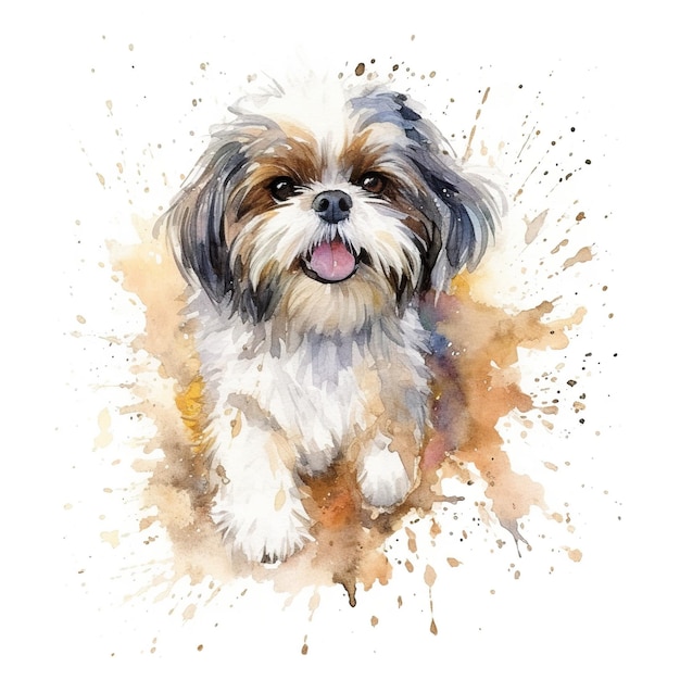 Une aquarelle d'une image ai générative de petit chien