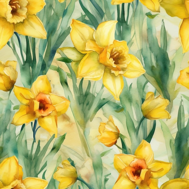 Une aquarelle de jonquilles avec le mot jonquilles dessus.