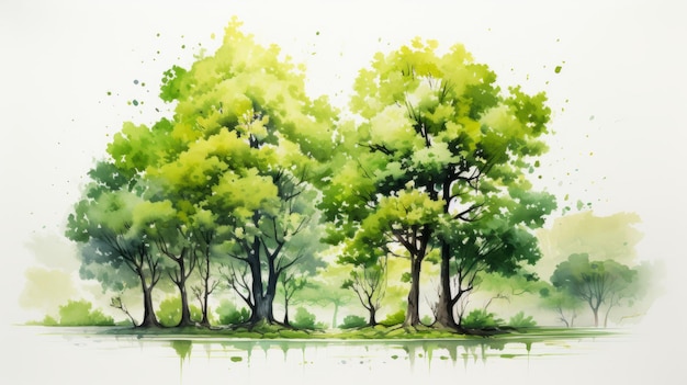 Aquarelle Journée nationale de l'arbre 22 mai IA générative