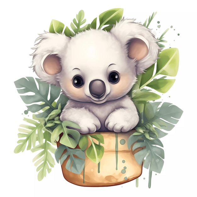 Une aquarelle d'un koala mignon