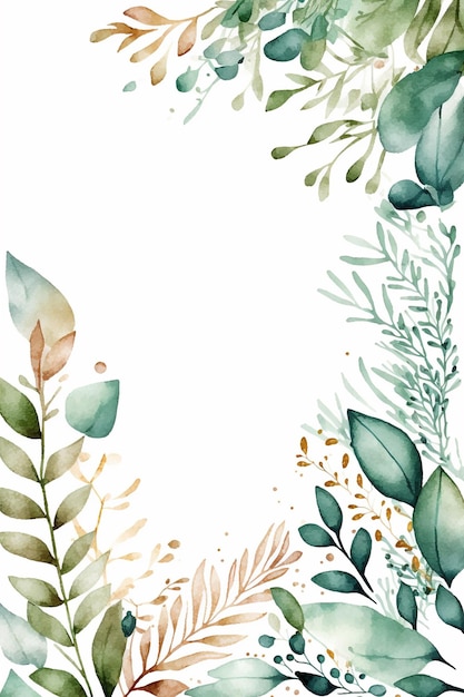 Aquarelle leaves frame