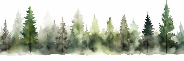 Photo aquarelle ligne d'arbre de sauterelle sur fond blanc ia générative