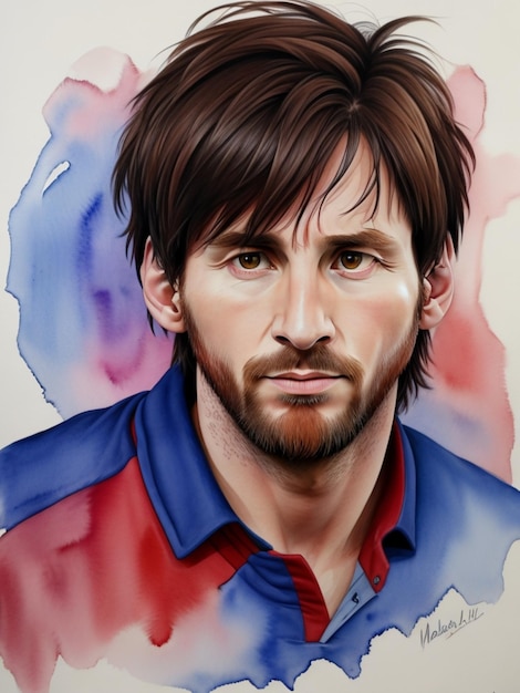 Photo aquarelle de lionel messi