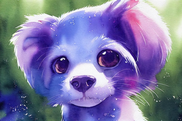 Aquarelle d'une main d'animal chiot mignon dessiner aquarelle