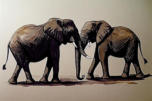 Aquarelle d'une main d'animal éléphant dessiner aquarelle