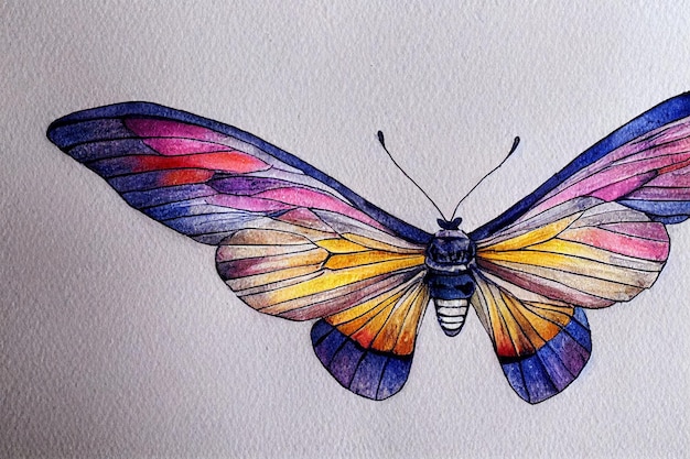 Aquarelle d'une main d'animal papillon dessiner aquarelle