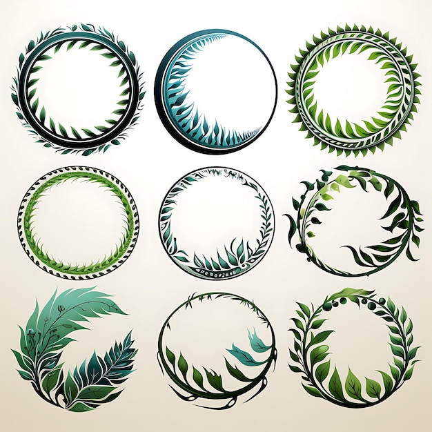 Aquarelle de Maori Koru Borderlines Fern et symbole en spirale Objets New Ze Clipart 2D Flat Design