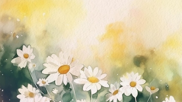 Photo une aquarelle de marguerites au soleil